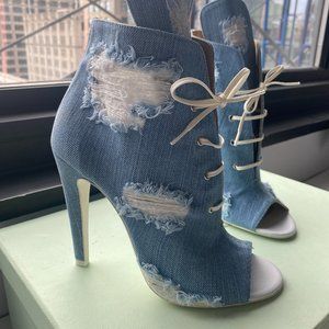 Off-White C/O Virgil Abloh Denim Lace Up Heels, Size 37
